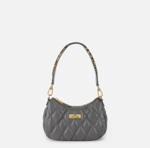 Elisabetta Franchi Borse A Spalla^Borsa hobo in tessuto embossed con lettering Steel