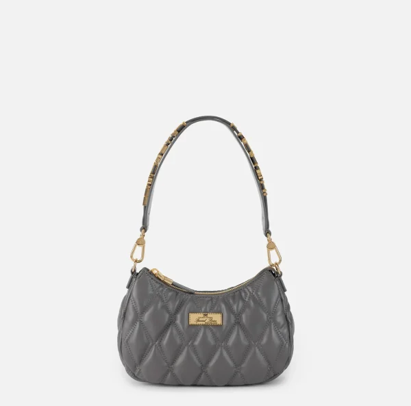 Elisabetta Franchi Borse A Spalla^Borsa hobo in tessuto embossed con lettering Steel