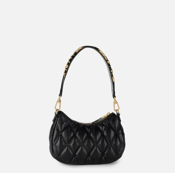 Elisabetta Franchi Borse A Spalla^Borsa hobo in tessuto embossed con lettering Nero
