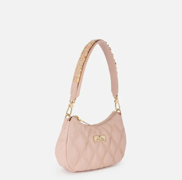 Elisabetta Franchi Borse A Spalla^Borsa hobo in tessuto embossed con lettering Carne