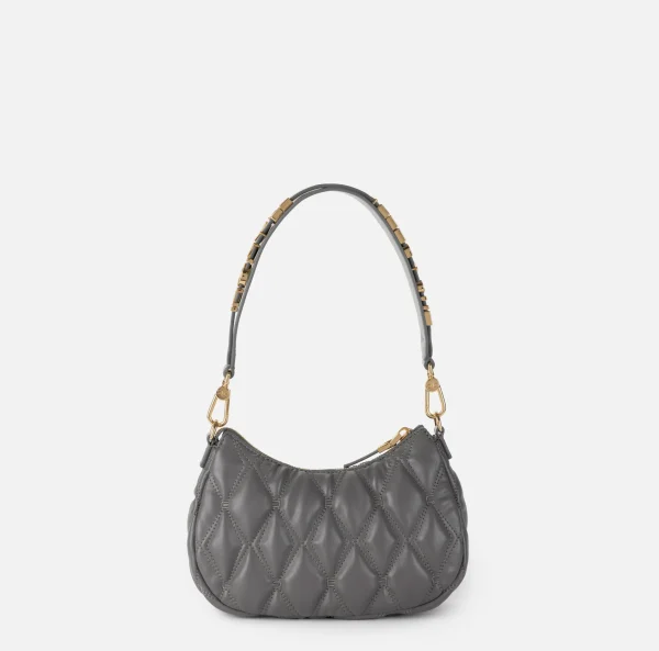 Elisabetta Franchi Borse A Spalla^Borsa hobo in tessuto embossed con lettering Steel
