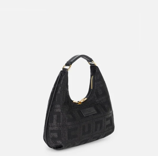 Elisabetta Franchi Borse A Mano^Borsa hobo in tessuto jacquard Nero
