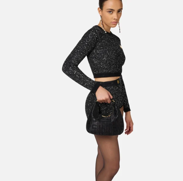 Elisabetta Franchi Borse A Mano^Borsa hobo in tessuto jacquard Nero