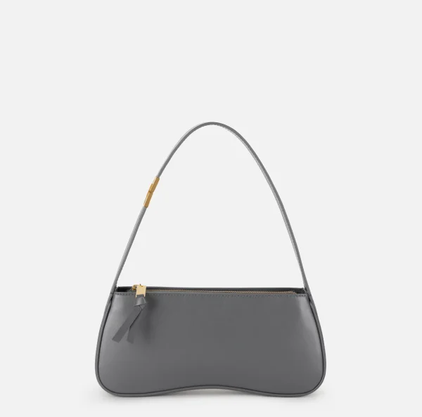 Elisabetta Franchi Borse A Spalla^Borsa hobo media in nappa lucida Steel