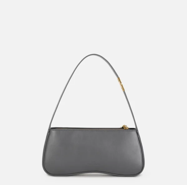 Elisabetta Franchi Borse A Spalla^Borsa hobo media in nappa lucida Steel