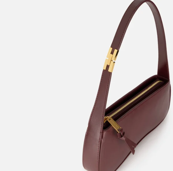 Elisabetta Franchi Borse A Spalla^Borsa hobo media in nappa lucida RougeNoir