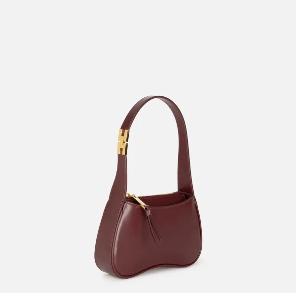 Elisabetta Franchi Borse A Spalla^Borsa hobo mini in nappa lucida RougeNoir