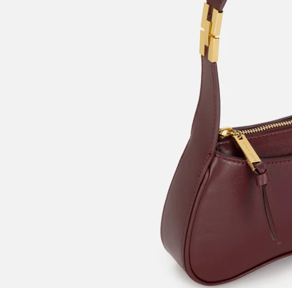 Elisabetta Franchi Borse A Spalla^Borsa hobo mini in nappa lucida RougeNoir