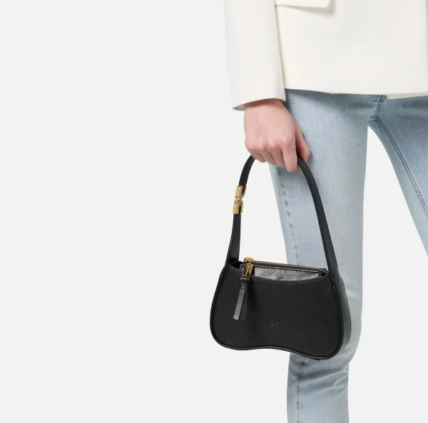Elisabetta Franchi Borse A Spalla^Borsa hobo mini in nappa lucida Nero