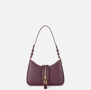 Elisabetta Franchi Borse A Spalla^Borsa hobo piccola in materiale effetto pelle con zip RougeNoir