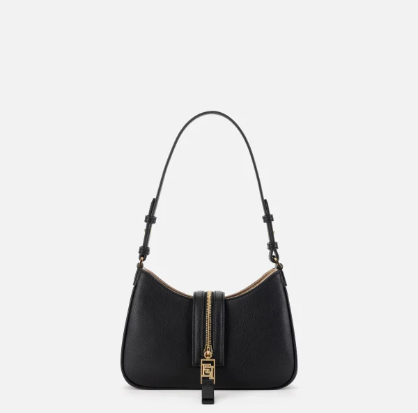 Elisabetta Franchi Borse A Spalla^Borsa hobo piccola in materiale effetto pelle con zip Nero