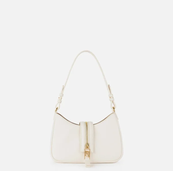 Elisabetta Franchi Borse A Spalla^Borsa hobo piccola in materiale effetto pelle con zip Burro