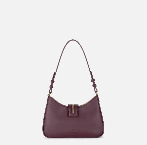 Elisabetta Franchi Borse A Spalla^Borsa hobo piccola in materiale effetto pelle con zip RougeNoir