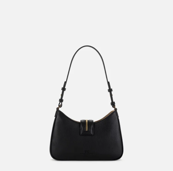 Elisabetta Franchi Borse A Spalla^Borsa hobo piccola in materiale effetto pelle con zip Nero