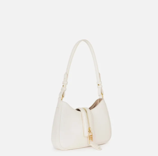 Elisabetta Franchi Borse A Spalla^Borsa hobo piccola in materiale effetto pelle con zip Burro