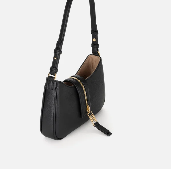 Elisabetta Franchi Borse A Spalla^Borsa hobo piccola in materiale effetto pelle con zip Nero