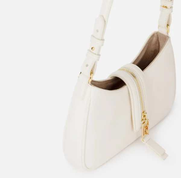 Elisabetta Franchi Borse A Spalla^Borsa hobo piccola in materiale effetto pelle con zip Burro
