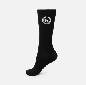 Elisabetta Franchi Collants^Calzini in cashmere con ricamo logo Nero/Burro