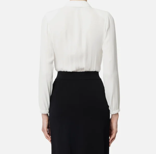 Elisabetta Franchi Camicie E Bluse | Top, T-Shirt & Body^Camicia body in georgette con scollo incrociato Avorio