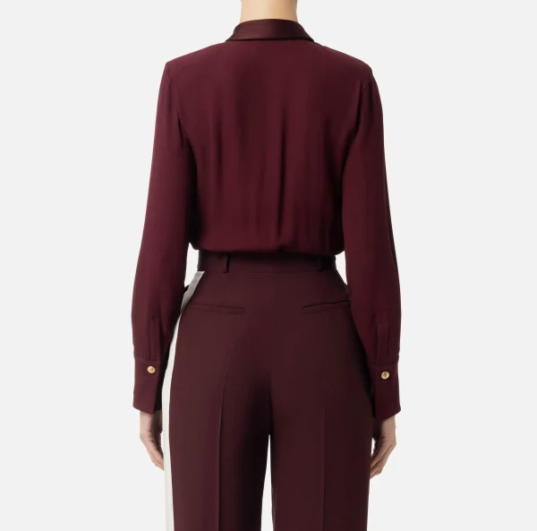 Elisabetta Franchi Camicie E Bluse | Top, T-Shirt & Body^Camicia body in georgette e raso con zip RougeNoir