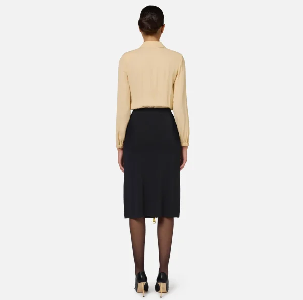 Elisabetta Franchi Camicie E Bluse | Top, T-Shirt & Body^Camicia body in georgette con scollo incrociato Crema