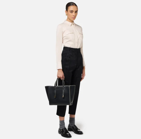 Elisabetta Franchi Camicie E Bluse | Top, T-Shirt & Body^Camicia body in popeline stretch con cut-out Lattice