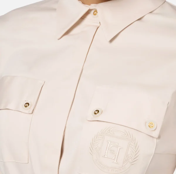 Elisabetta Franchi Camicie E Bluse | Top, T-Shirt & Body^Camicia body in popeline stretch con cut-out Lattice