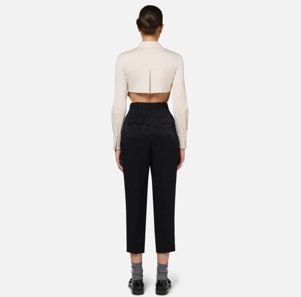 Elisabetta Franchi Camicie E Bluse | Top, T-Shirt & Body^Camicia body in popeline stretch con cut-out Lattice