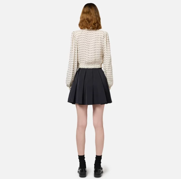 Elisabetta Franchi Camicie E Bluse^Camicia cropped in georgette stampa rombo con foulard Burro/Nero