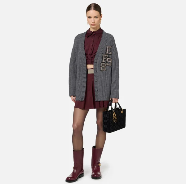Elisabetta Franchi Camicie E Bluse^Camicia cropped in popeline stretch con drappeggio RougeNoir