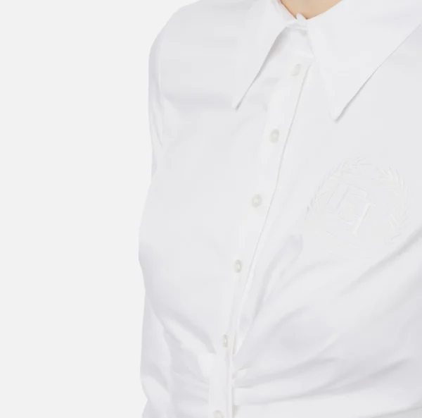 Elisabetta Franchi Camicie E Bluse^Camicia cropped in popeline stretch con drappeggio Bianco