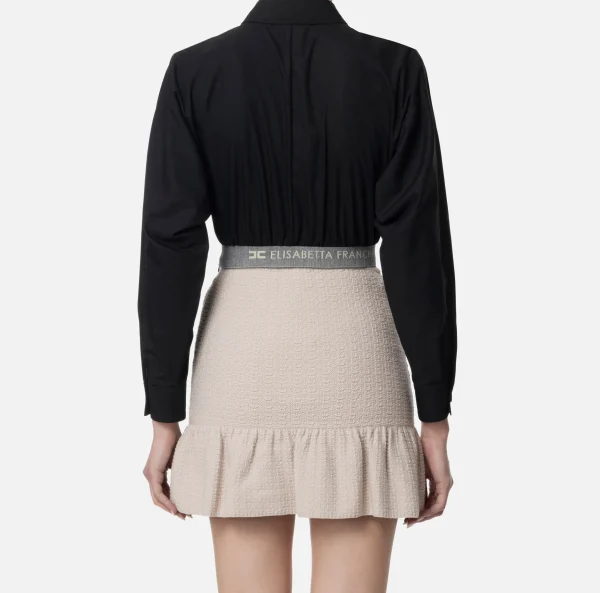 Elisabetta Franchi Camicie E Bluse^Camicia cropped in popeline con fascione Nero