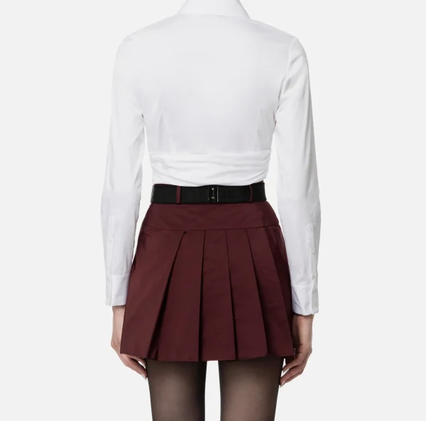 Elisabetta Franchi Camicie E Bluse^Camicia cropped in popeline stretch con drappeggio Bianco