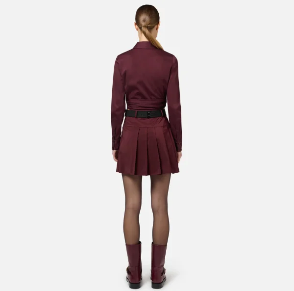 Elisabetta Franchi Camicie E Bluse^Camicia cropped in popeline stretch con drappeggio RougeNoir
