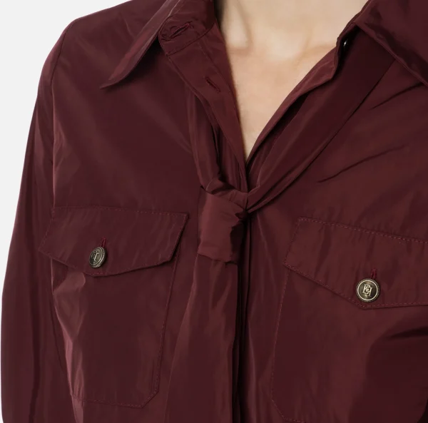 Elisabetta Franchi Camicie E Bluse^Camicia dritta in nylon tecnico con cravatta RougeNoir