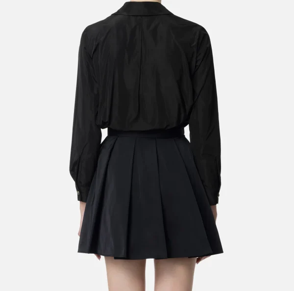 Elisabetta Franchi Camicie E Bluse^Camicia dritta in nylon tecnico con cravatta Nero