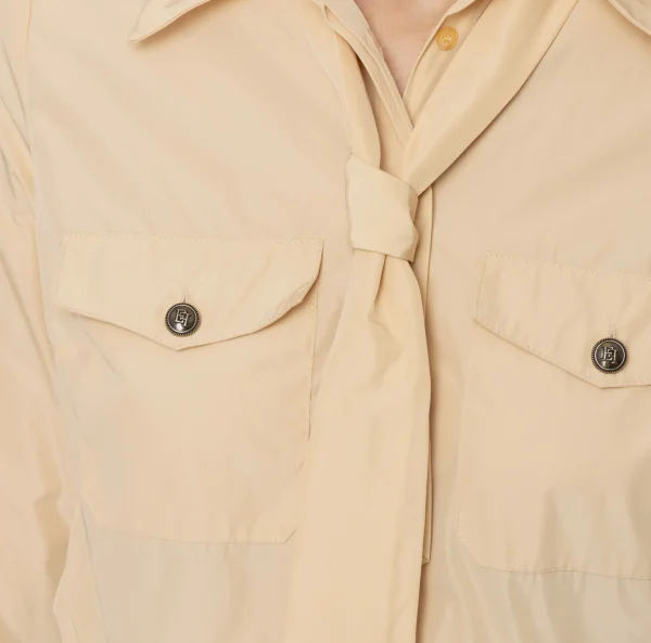 Elisabetta Franchi Camicie E Bluse^Camicia dritta in nylon tecnico con cravatta Crema
