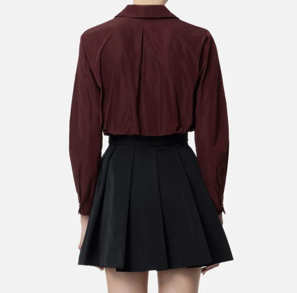 Elisabetta Franchi Camicie E Bluse^Camicia dritta in nylon tecnico con cravatta RougeNoir