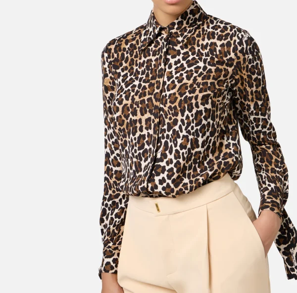 Elisabetta Franchi Camicie E Bluse^Camicia in georgette con polsi a nastro Animalier