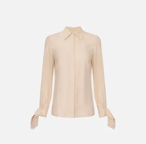 Elisabetta Franchi Camicie E Bluse^Camicia in georgette con polsi ricamati Crema