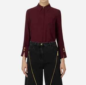 Elisabetta Franchi Camicie E Bluse^Camicia in georgette con patch logo RougeNoir