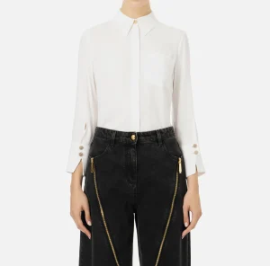 Elisabetta Franchi Camicie E Bluse^Camicia in georgette con patch logo Avorio