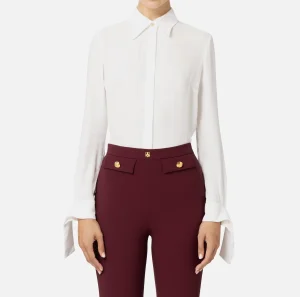 Elisabetta Franchi Camicie E Bluse^Camicia in georgette con polsi ricamati Avorio