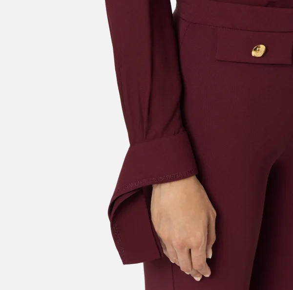 Elisabetta Franchi Camicie E Bluse^Camicia in georgette con polsi ricamati RougeNoir