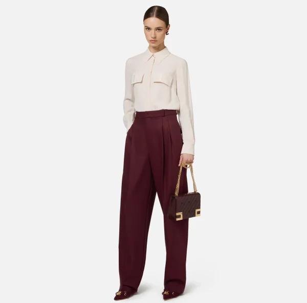 Elisabetta Franchi Camicie E Bluse^Camicia in georgette con patte ricamate Lattice