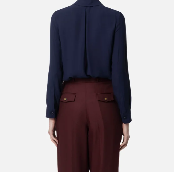 Elisabetta Franchi Camicie E Bluse^Camicia in georgette con patte ricamate Navy