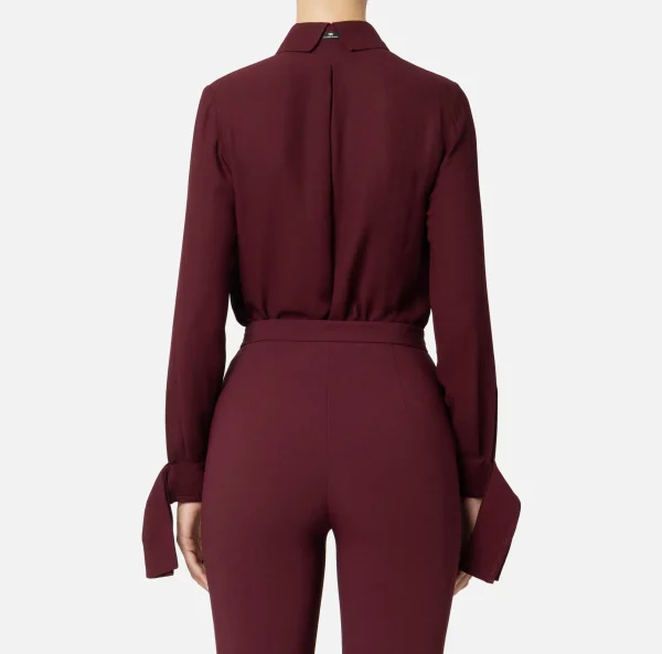 Elisabetta Franchi Camicie E Bluse^Camicia in georgette con polsi ricamati RougeNoir