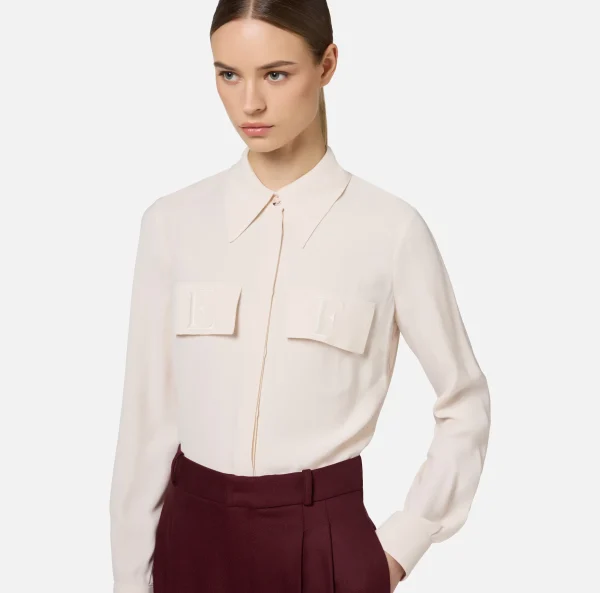 Elisabetta Franchi Camicie E Bluse^Camicia in georgette con patte ricamate Lattice