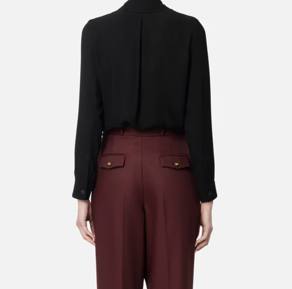 Elisabetta Franchi Camicie E Bluse^Camicia in georgette con patte ricamate Nero