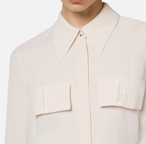 Elisabetta Franchi Camicie E Bluse^Camicia in georgette con patte ricamate Lattice